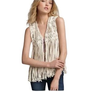 Winter Kate Boho natural macramé gypsy rose festival vest